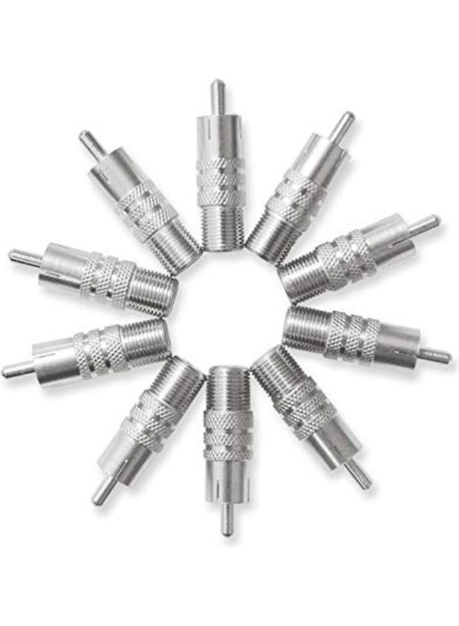 أنيان طقم محول كابل محوري من نوع F أنثى إلى RCA ذكر مكون من 10 قطع فضي - Image 3