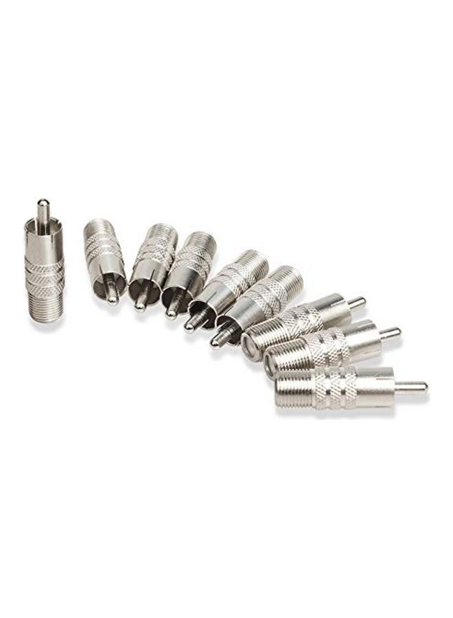 أنيان طقم محول كابل محوري من نوع F أنثى إلى RCA ذكر مكون من 10 قطع فضي - Image 4