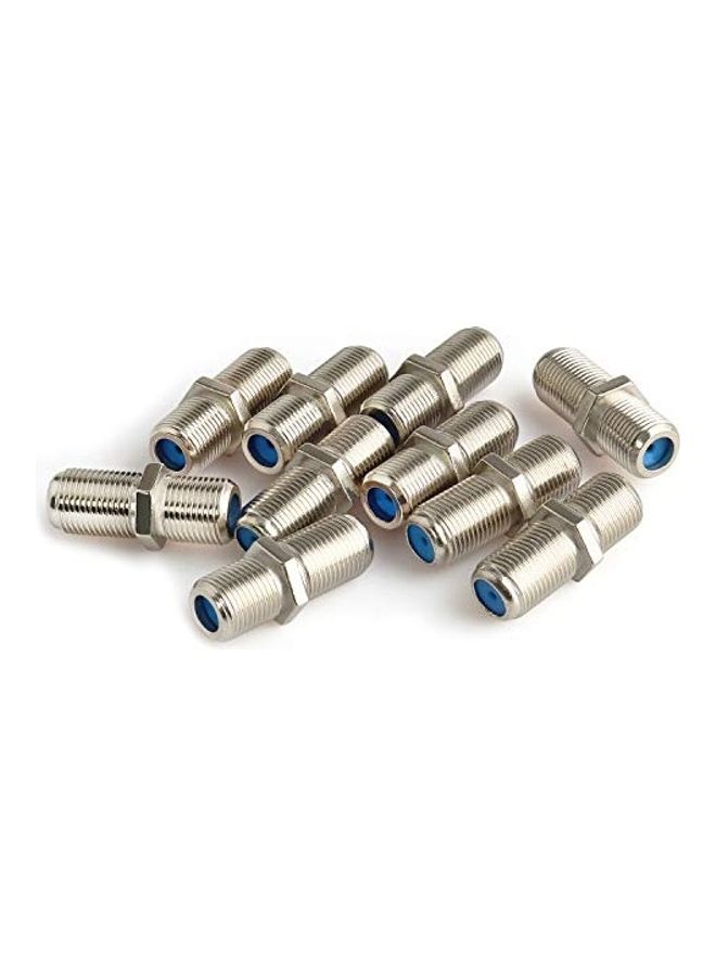 باسو 10 قطع من محول أسطواني نوع F81 من أنثى إلى أنثى نوع F فضي - Image 1