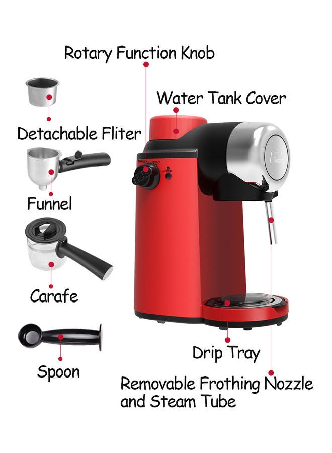 edoolffe - Espresso Coffee Maker With Built-In Milk Frother 240.0 ml 800.0 W SHW48620766 Gules - Image 1