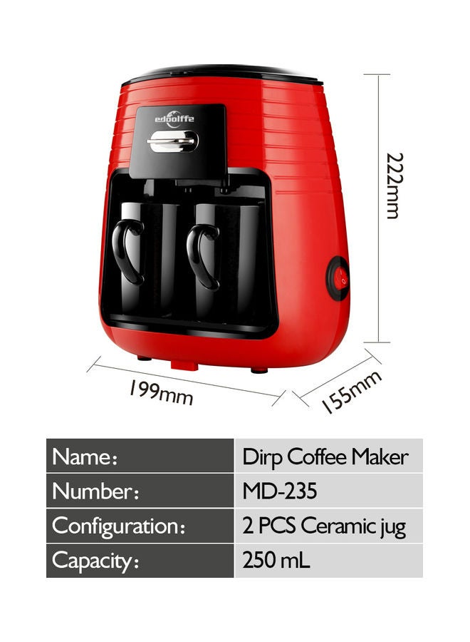 edoolffe - Coffee Machine And Tea Maker 250.0 ml 450.0 W SHW52629785 Gules - Image 1