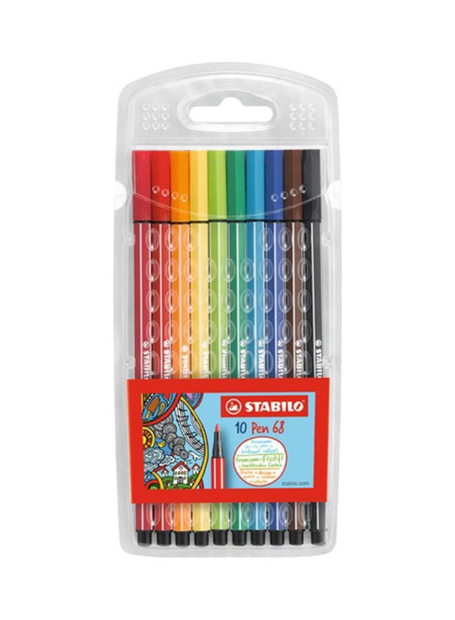 STABILO Pack Of 10 68 Felt-Tip Pens Colourful 