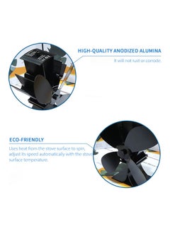 Generic 4-Blade Heat Power Fireplace Fan 0.0 W H34870-KM Black  - Image 4
