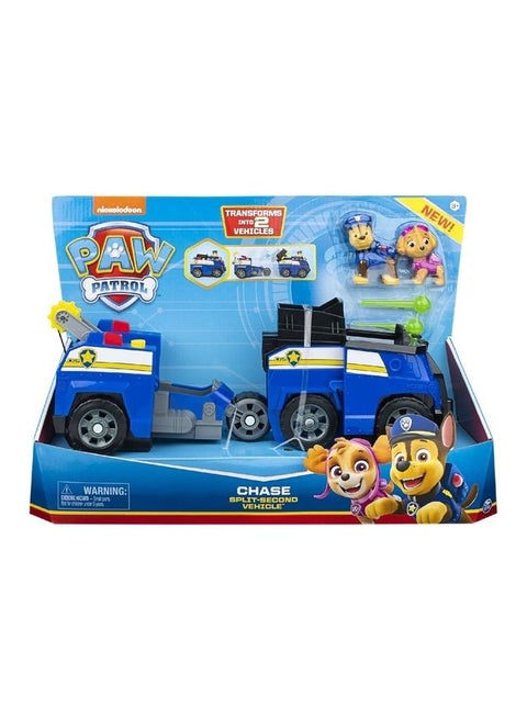 Chase Split-Second 2-in-1 Transforming Police Cruiser Vehicle with 2 Collectible Figures 4.5 x 14 x 7inch
