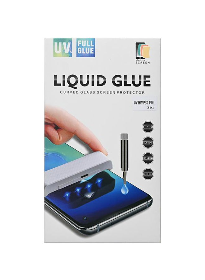 9H 2-Piece Full Curved Glass Screen Protector With Glue For Huawei P30 Pro Set Clear - Image 1