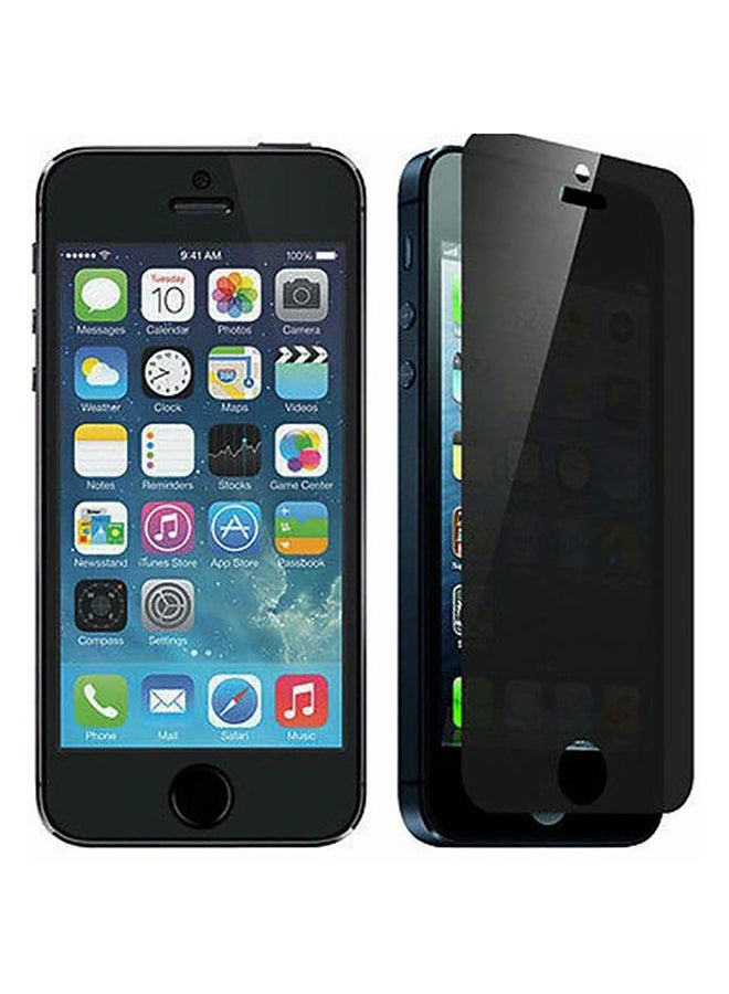 لاصقة حماية للشاشة للحفاظ على الخصوصية مضادة للتجسس من الزجاج المقوى لهاتف أبل آيفون 5/5S شفاف/ أسود