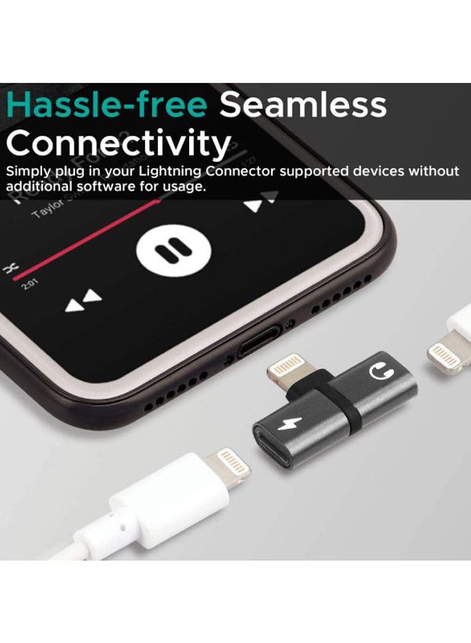 PROMATE 2-in-1 Audio & Charging Adaptor With Lightning Connector Grey  - Image 3