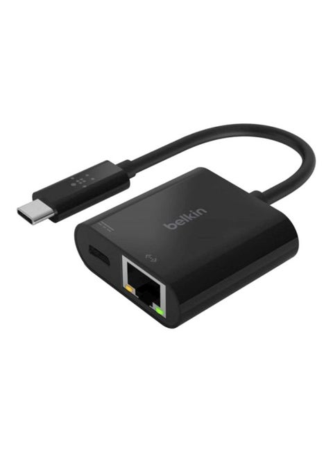 Belkin USB-C to Ethernet Adapter + Charge (60W Passthrough Power for Connected Devices, 1000 Mbps Ethernet Speeds) MacBook Pro Ethernet Adapter Black