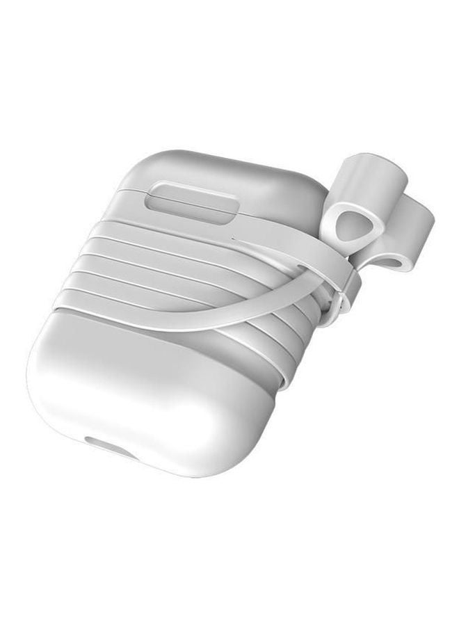 Protective AirPods Case Cover With Anti Lost Rope White
