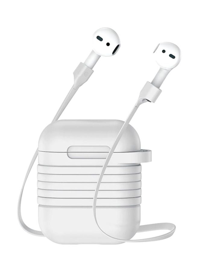 Protective AirPods Case Cover With Anti Lost Rope White