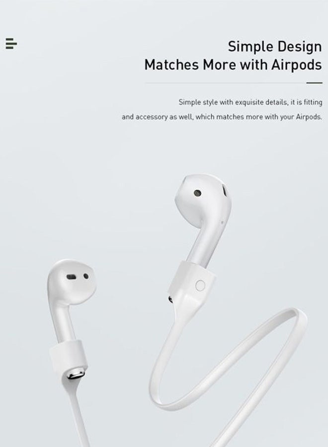 Protective AirPods Case Cover With Anti Lost Rope White
