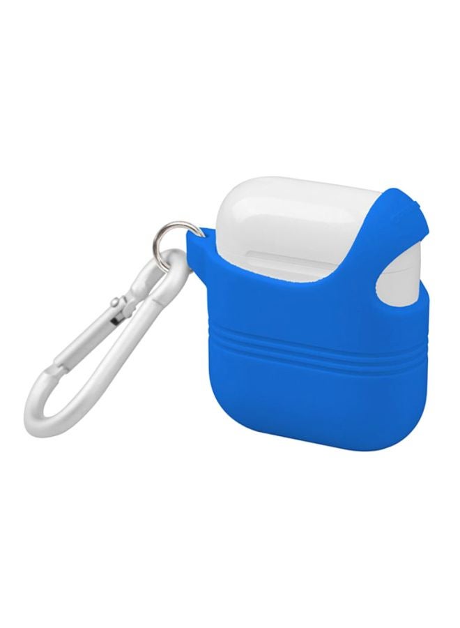 PROMATE - AirPods Silicone Case, Shockproof Protective Silicone Slim Cover with Secure Lid Strap, Quick Snap Carabiner Hook and Charging Port Access for Apple AirPods and AirPods 2, VeilCase Blue - Image 1