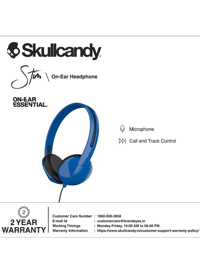 Skullcandy Stim On-Ear Headphones With Mic Blue/Black  - Image 5