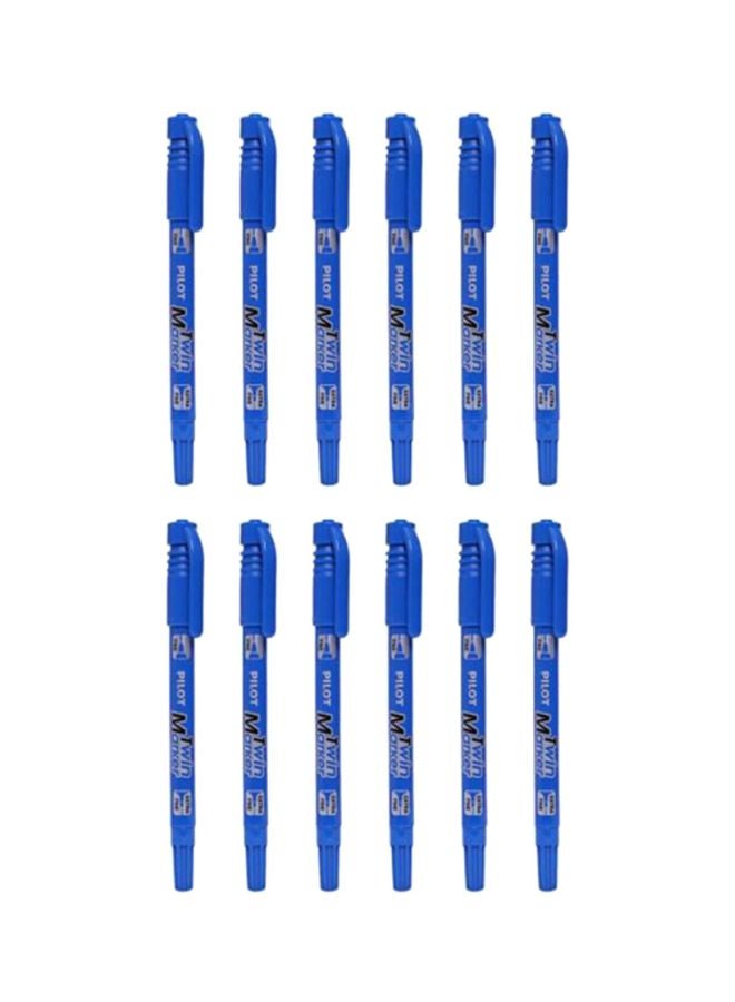 بايلوت مجموعة أقلام تحديد ماركر مزدوجة من 12 قطعة أزرق - Image 1