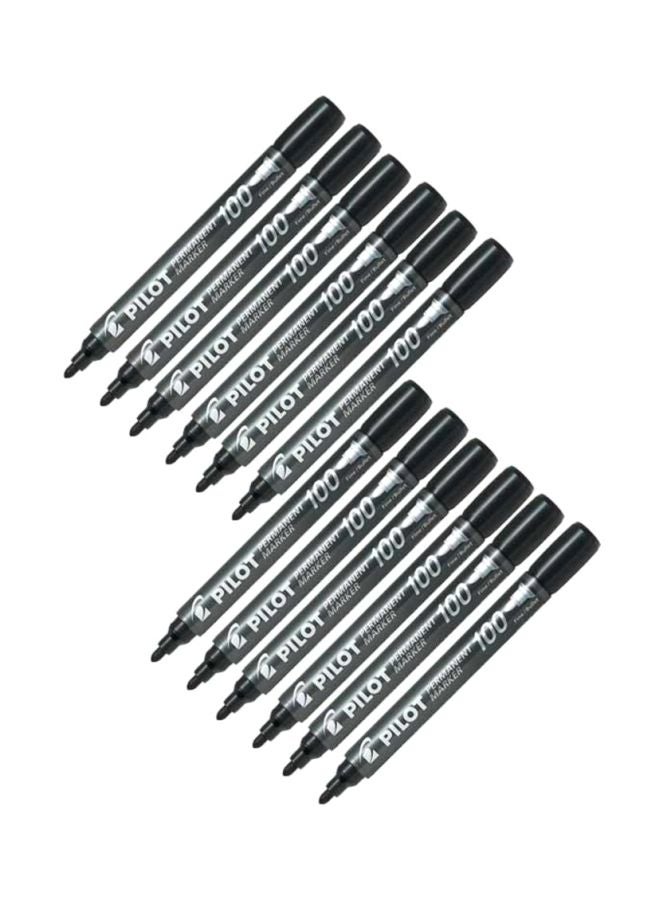 بايلوت طقم أقلام ماركر دائمة مكوّن من 12 قطعة أسود - Image 1