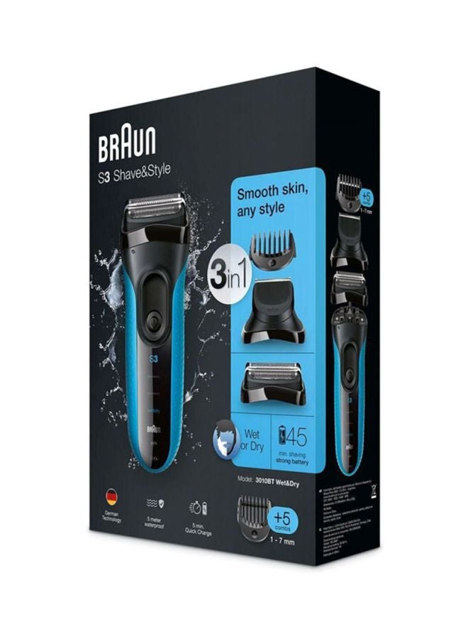 BRAUN - 3010Bt 3-In-1 Electric Shaver Black/Blue - Image 1