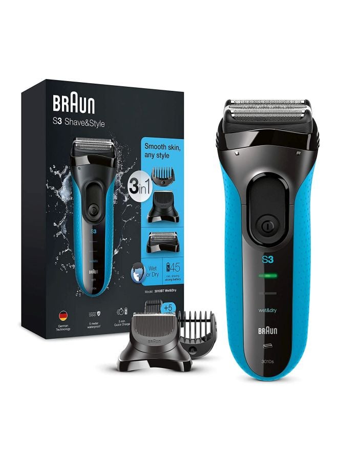BRAUN - 3010Bt 3-In-1 Electric Shaver Black/Blue - Image 1