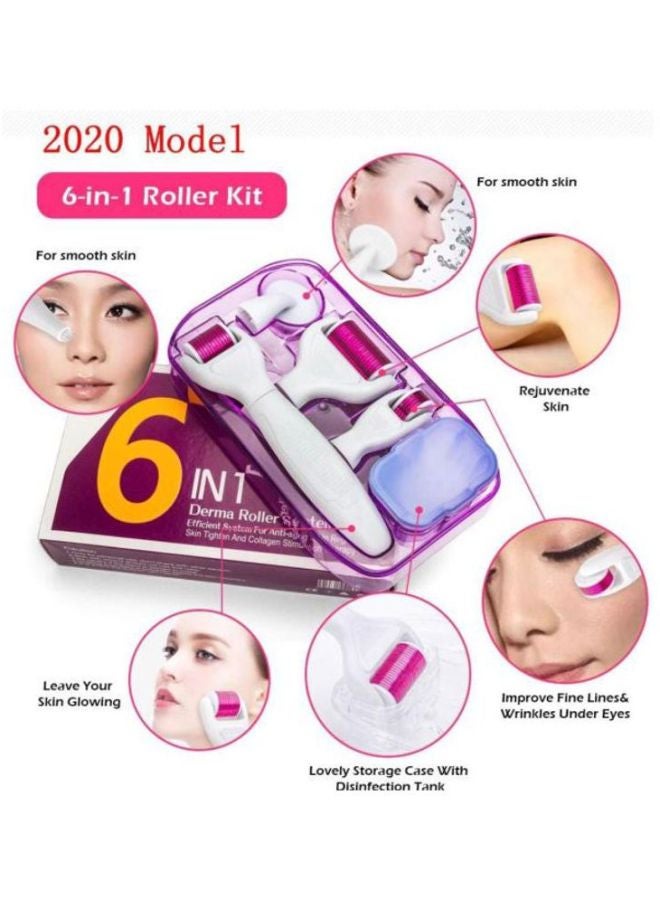 ديرما رولر طقم ديرما رولر 6 في 1 لمقاومة علامات التقدم في السن أبيض/ وردي - Image 5
