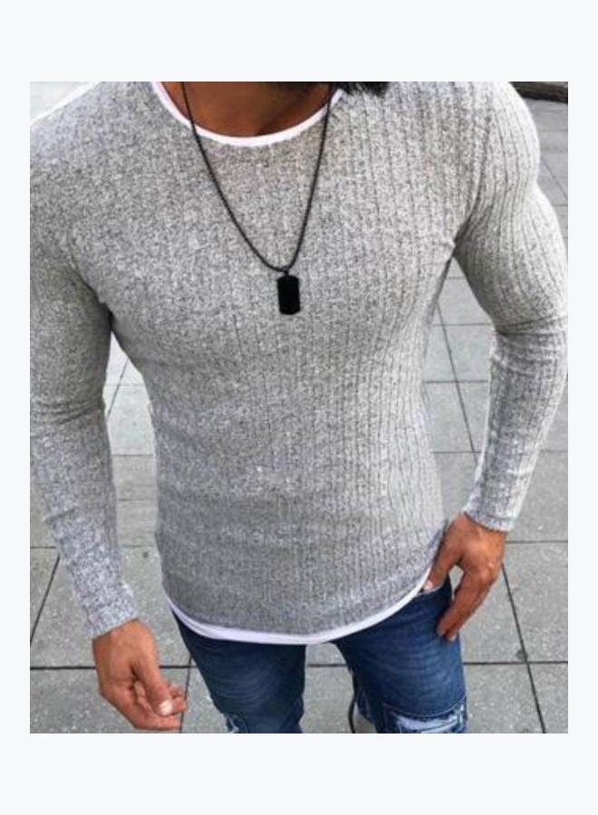 Patchwork Slim Knitted Sweater Black - Image 4