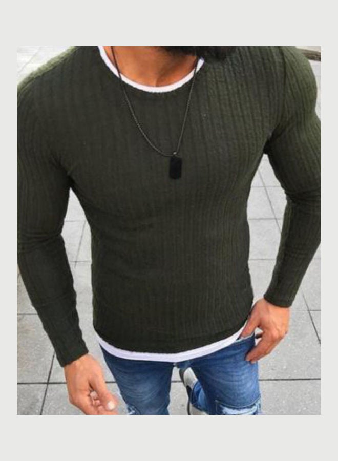 Patchwork Slim Knitted Sweater Black - Image 3