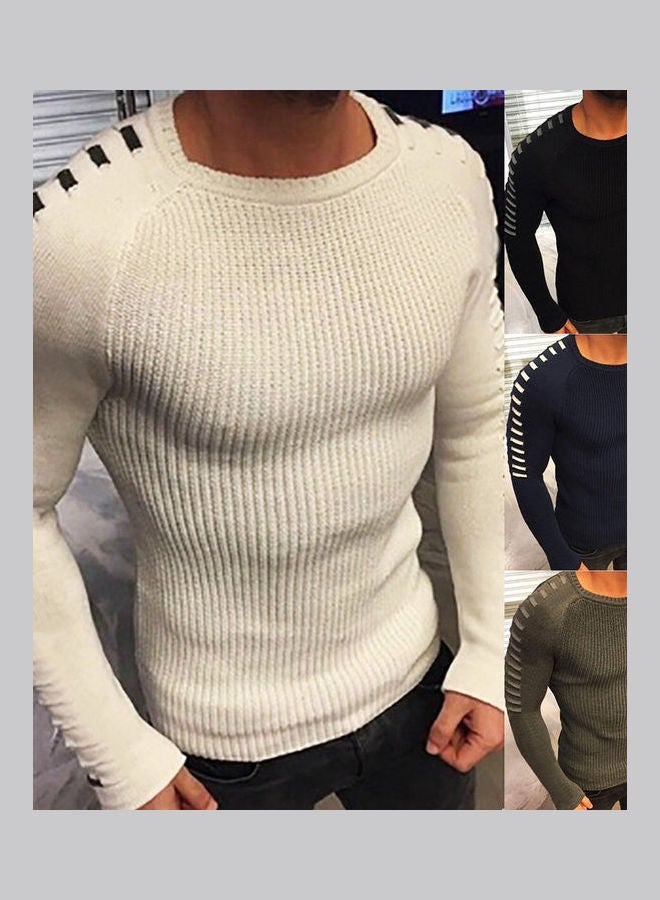 Solid Knitted Pullover Sweater Black - Image 2