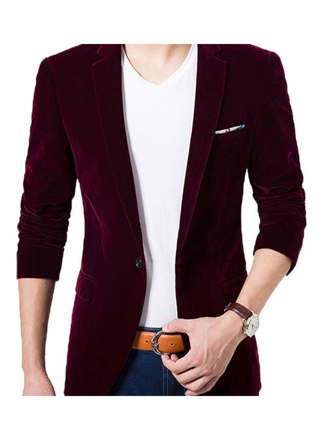 Generic - Lapel Collar Button Jacket Navy Blue - Image 1