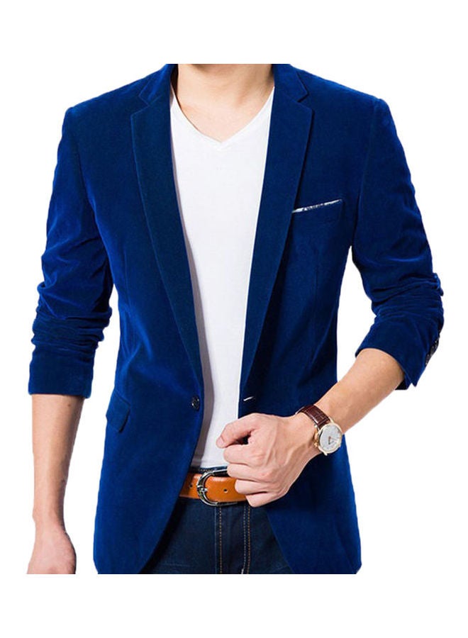 Generic - Lapel Collar Button Jacket Sapphire Blue - Image 1