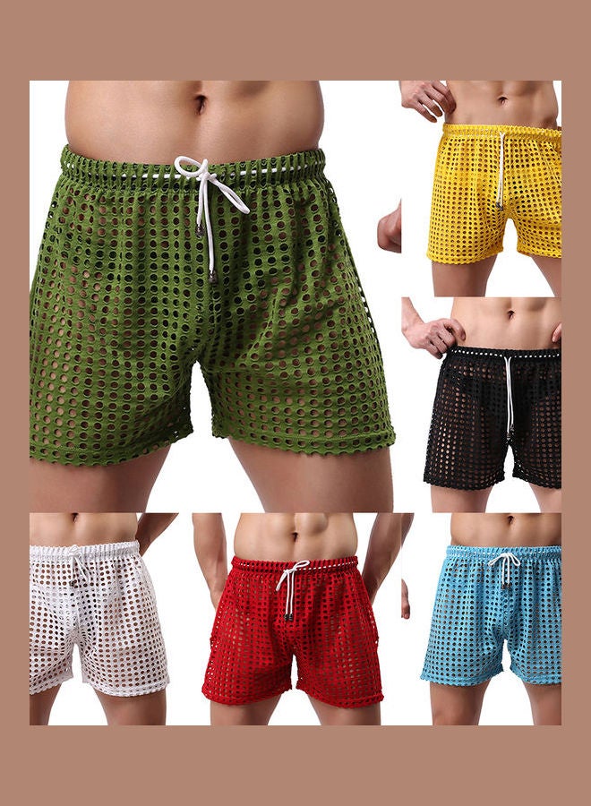Generic - Solid Color Mesh Drawstring Shorts Green - Image 1