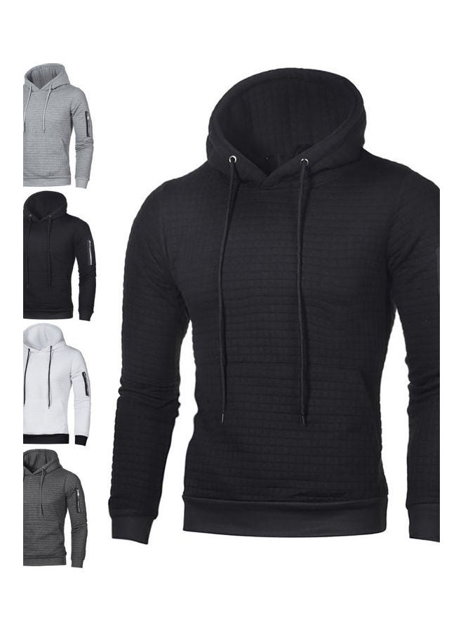 Generic - Solid Jacquard Warm Hooded Pullover Light Gray - Image 1