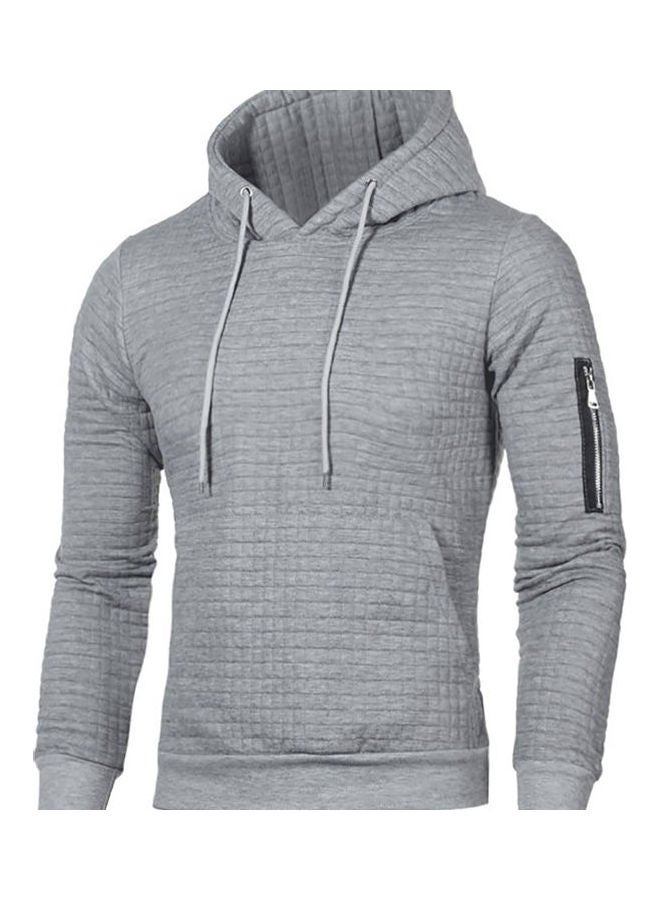 Generic - Solid Jacquard Warm Hooded Pullover Light Gray - Image 1