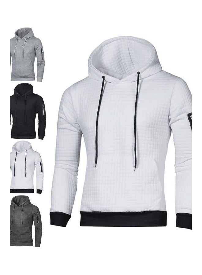 Generic - Solid Jacquard Warm Hooded Pullover Light Gray - Image 1