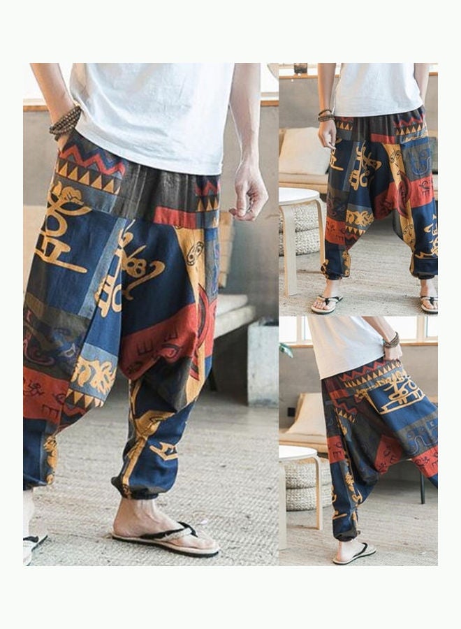 بنطال عصري كاجوال طويل بقصة رجلين واسعتين بطبعة زهور هيب هوب باجي للرجال - Image 3