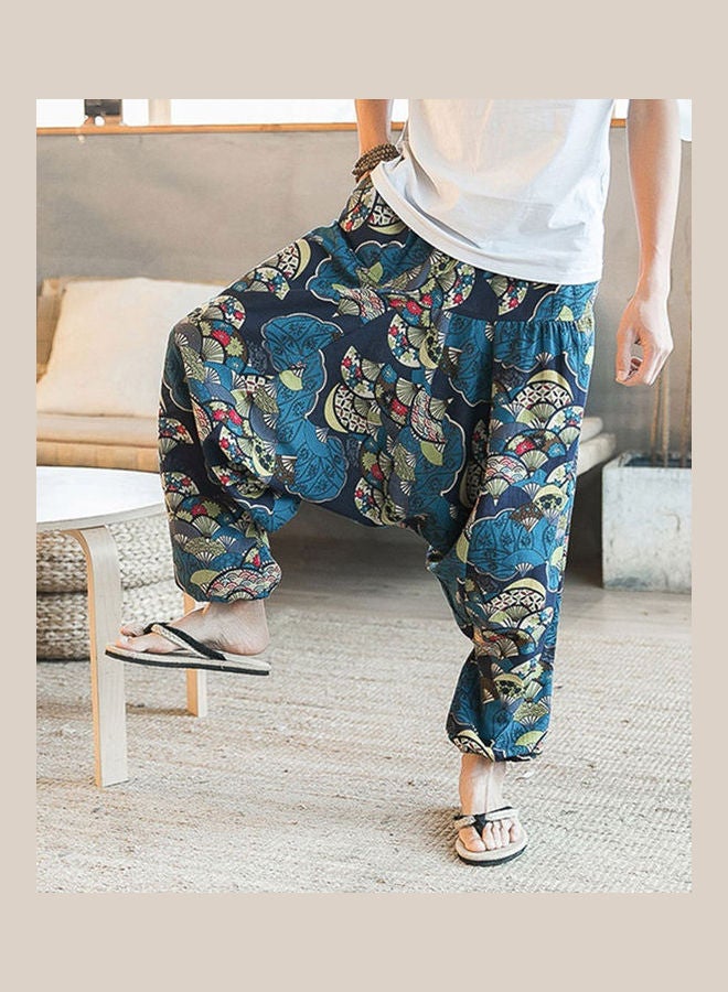 بنطال عصري كاجوال طويل بقصة رجلين واسعتين بطبعة زهور هيب هوب باجي للرجال - Image 5