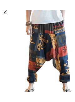 Fashion Men Hip Hop Baggy Floral Print Harem Pants Wide Leg Casual Long Trousers Multicolour