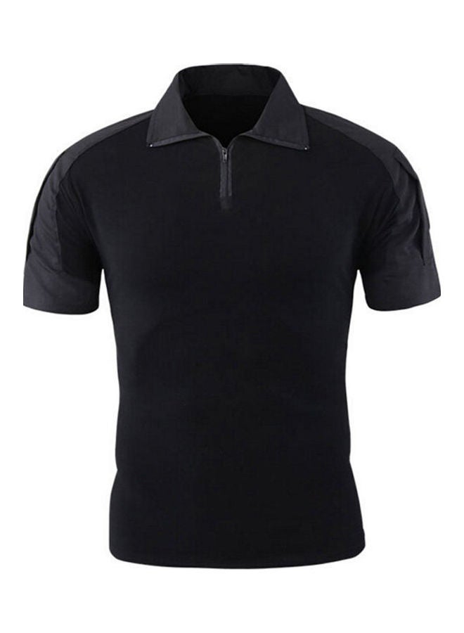 Men Summer Army Tactical T-Shirt Military Camouflage Snakeskin Short Sleeve Top Black  - Image 1