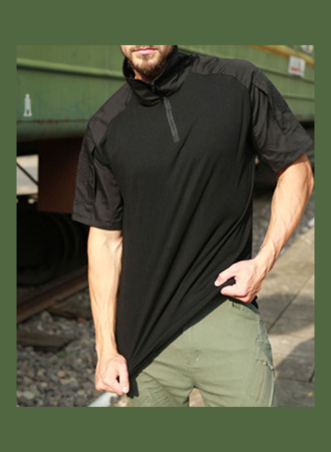 Men Summer Army Tactical T-Shirt Military Camouflage Snakeskin Short Sleeve Top Black  - Image 4