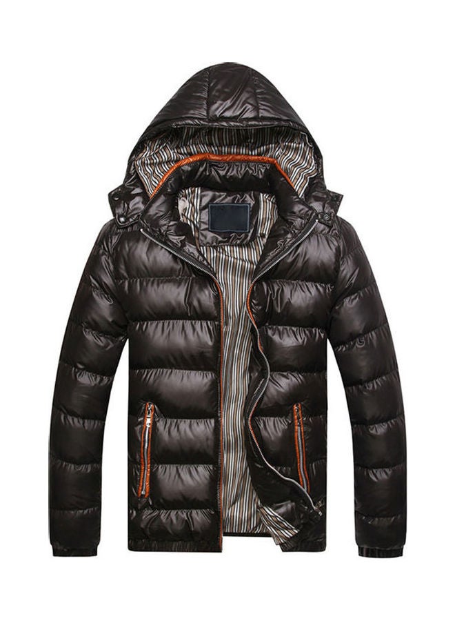 Generic - Stand Collar Hooded Down Jacket Black - Image 1