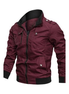 Long Sleeve Stand Collar Jacket Red