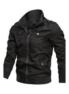 Long Sleeve Stand Collar Jacket Black