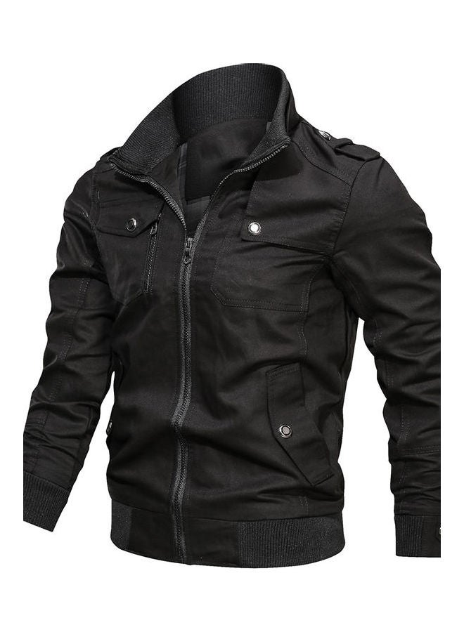 Generic - Long Sleeve Stand Collar Jacket Black - Image 1