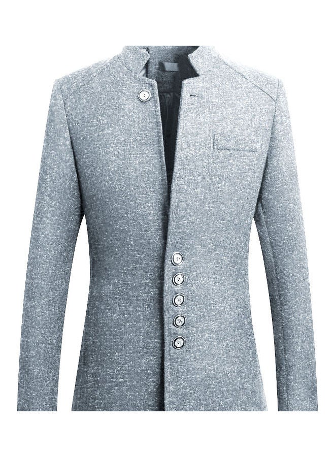 Slim Single Breasted Business Blazer Grey