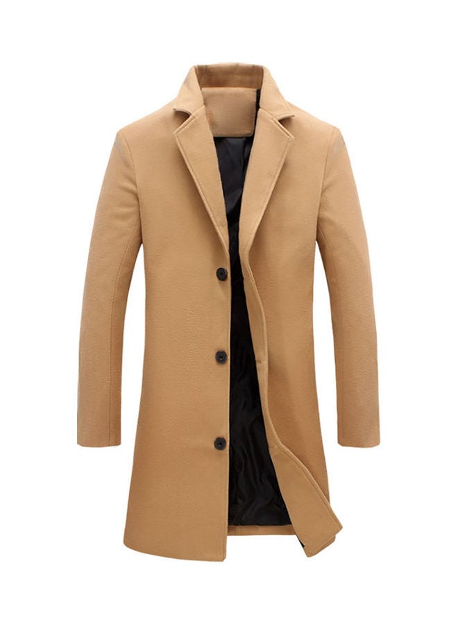 Winter Long Woolen Coat Khaki 