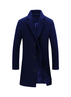 Winter Long Woolen Coat Sapphire Blue
