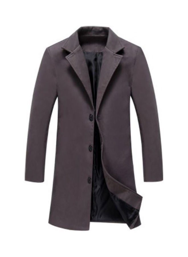 Single Breasted Jacket Overcoat Dark Grey  - Image 1