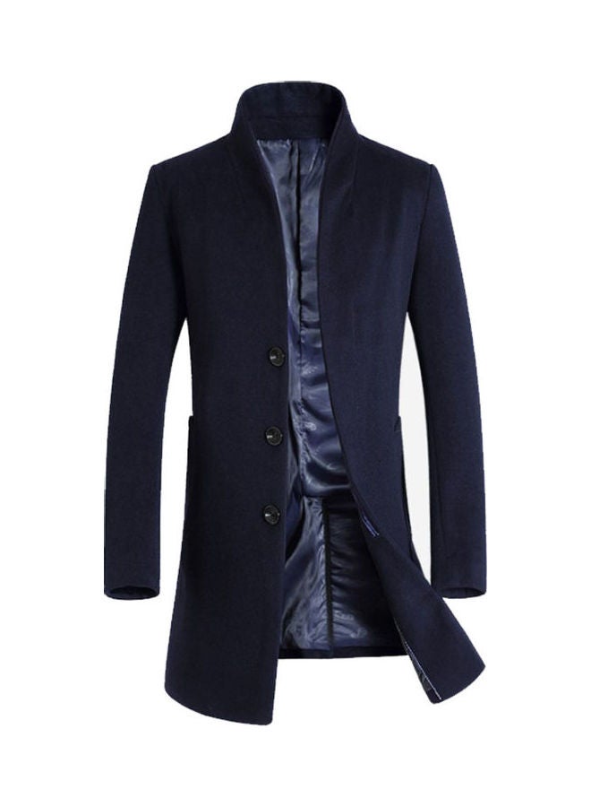 Woolen Trench Coat Navy Blue  - Image 1