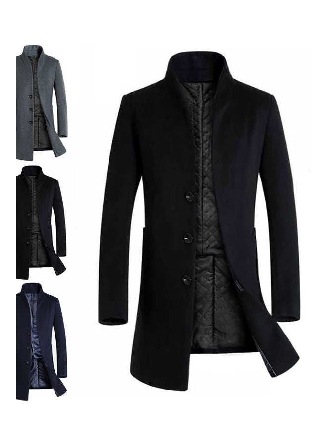 Woolen Trench Coat Navy Blue  - Image 2