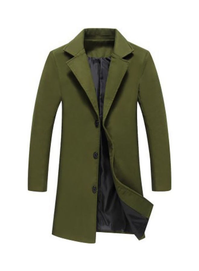 Single Breasted Jacket Overcoat Army Green  - Image 1