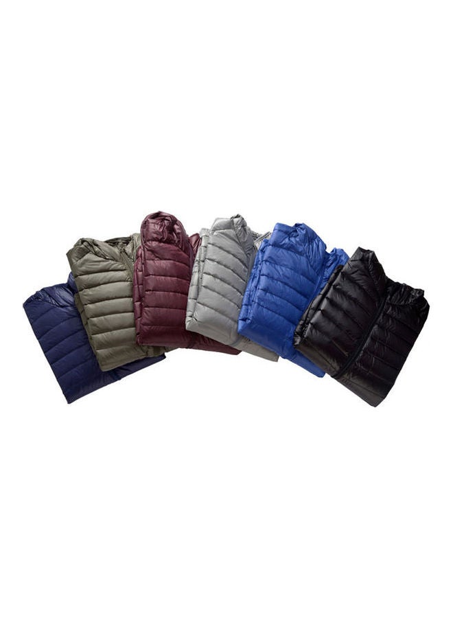 Winter Hooded Zipper Jacket Wine Red - Image 4