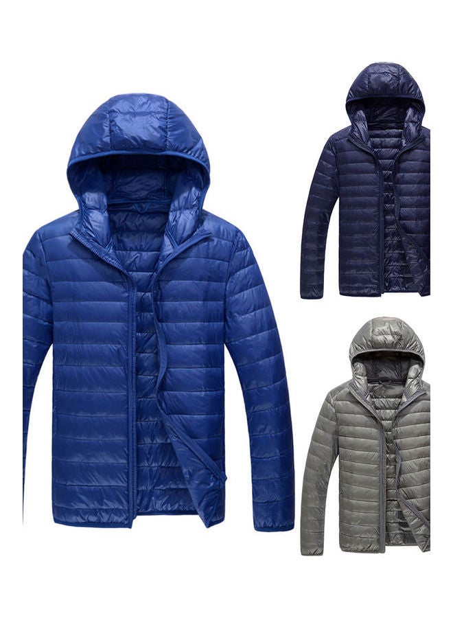 Winter Hooded Zipper Jacket Wine Red - Image 3