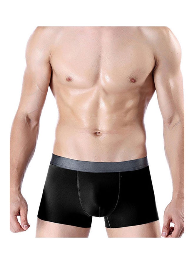 Plus Size Fashion Men Seamless Breathable Boxers Panties Shorts Underwear Black
